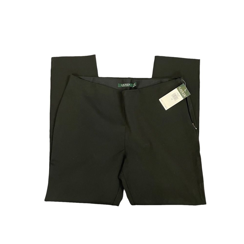 Lauren Ralph Lauren Women’s Black Side Zip Flat Front Tapered Leg Pants Size 12 - Picture 12 of 16